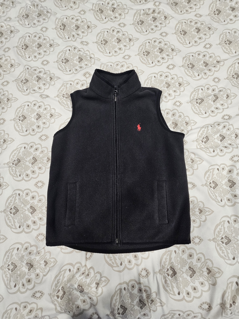 Ralph Lauren Black Kids Fleece Vest with Red Pony